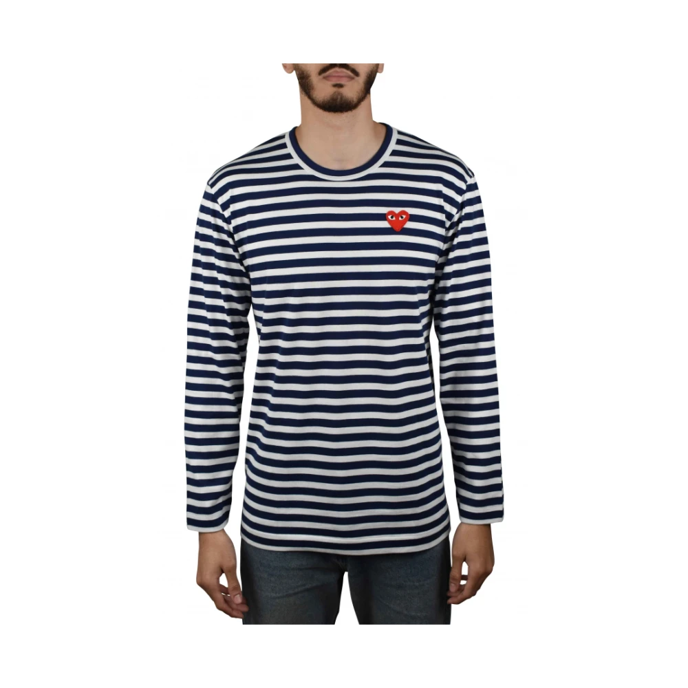 Comme des Garçons Navy Blue Sailor Heart Logo T-Shirt Multicolor Heren