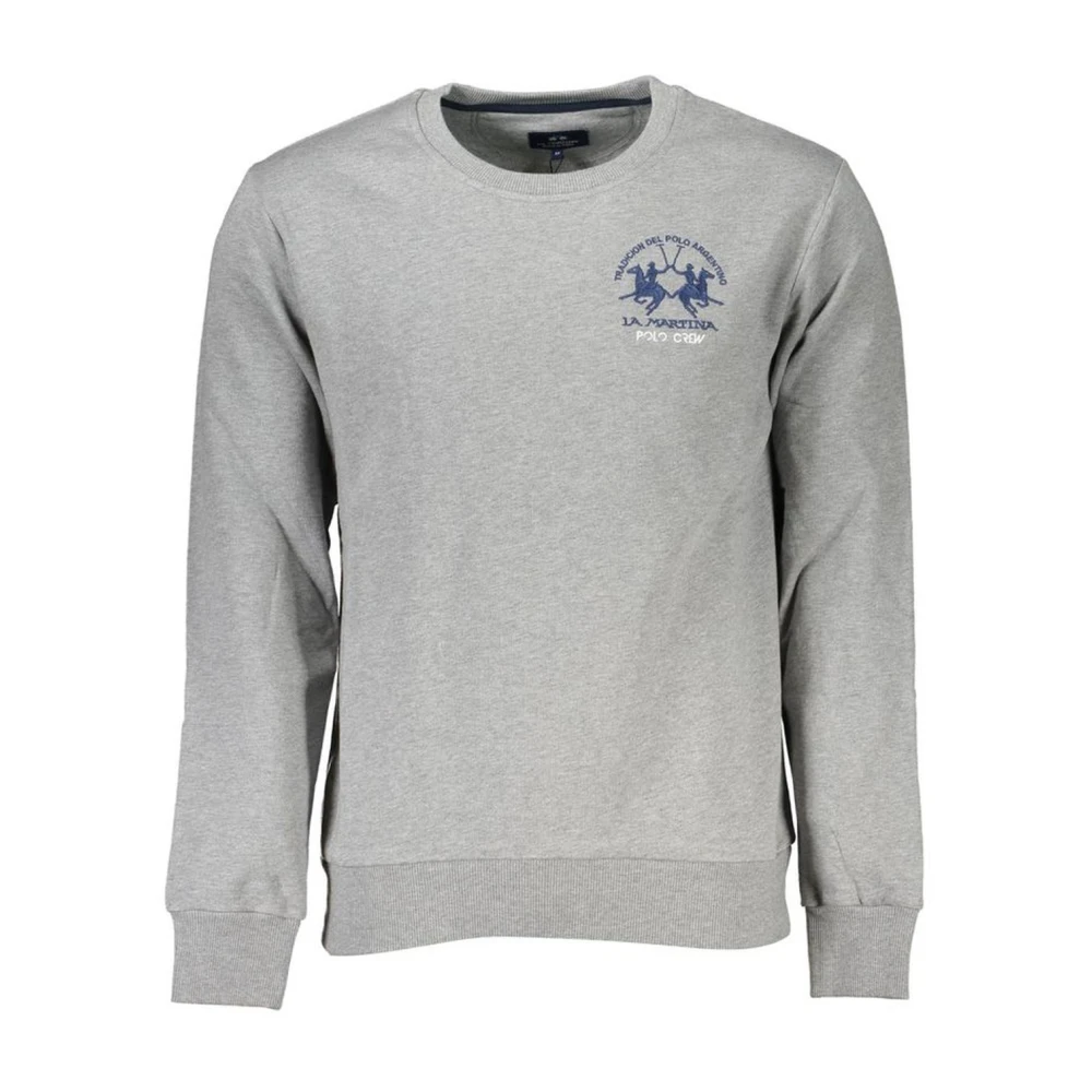 La Martina Fleece Embroidered Crewneck Sweatshirt - Male - Sweatshirts - Gray - Xl - Sweatshirts & Hoodies