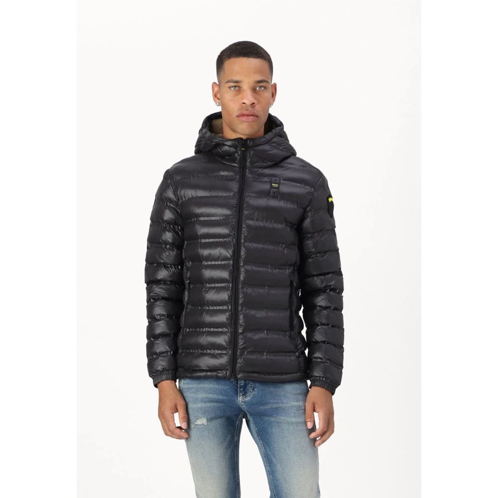 Blauer Heren gewatteerde jas met capuchon Black Heren
