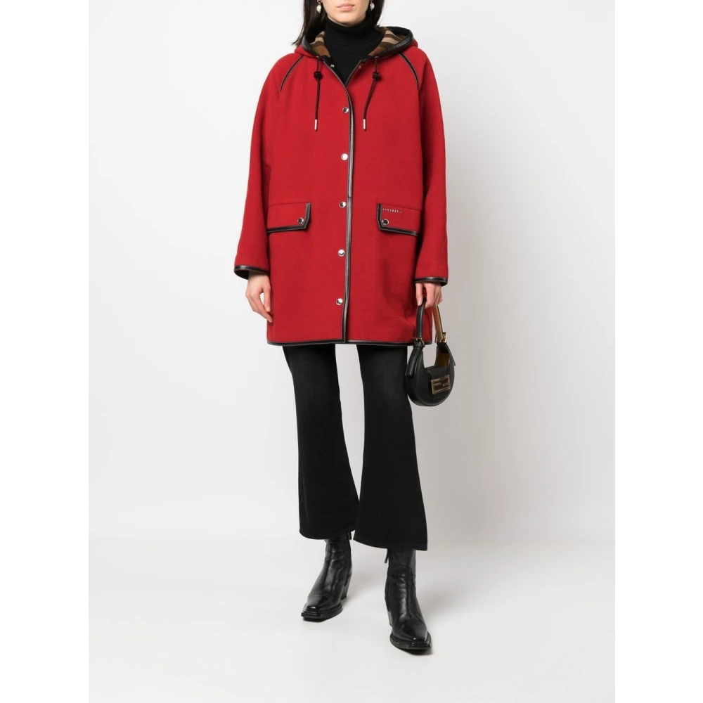 Burberry Relaxed Fit Parka met Tartan Voering Red Dames