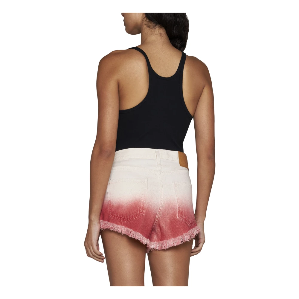 Alanui Helderrode Denim Shorts Ruwe Denim Multicolor Dames