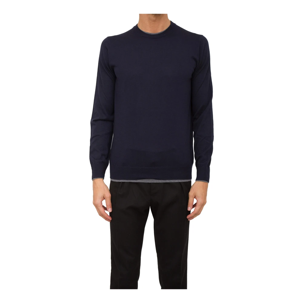 Paolo Pecora Blauwe Crew Neck Sweater Blue Heren