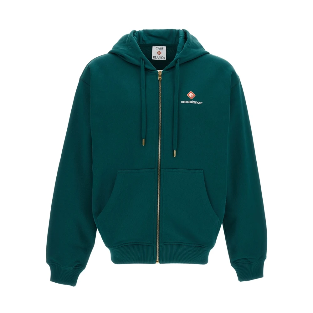Casablanca Men's Green Hooded Zip-Through Sweatshirt - Zip-Throughs - L - Sweatshirts & Hoodies