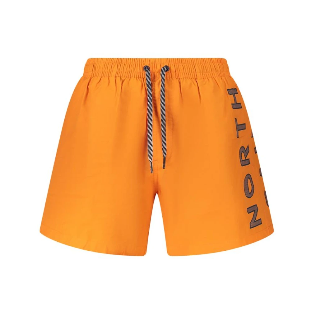North Sails Men's Orange Beachwear, S, Swim Boxer With Ocean Print
