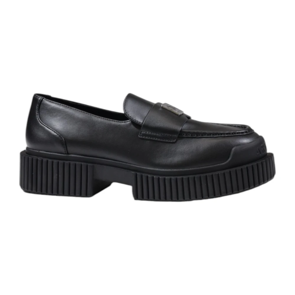 Armani Exchange Women's Black Leather Moccasin