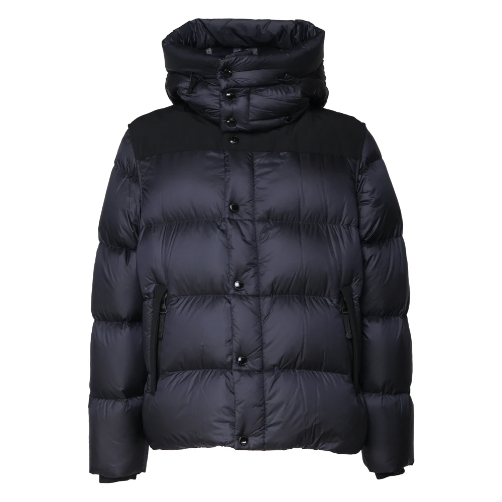 Burberry Blauwe Nylonjas met Drukknoopsluiting Blue Heren