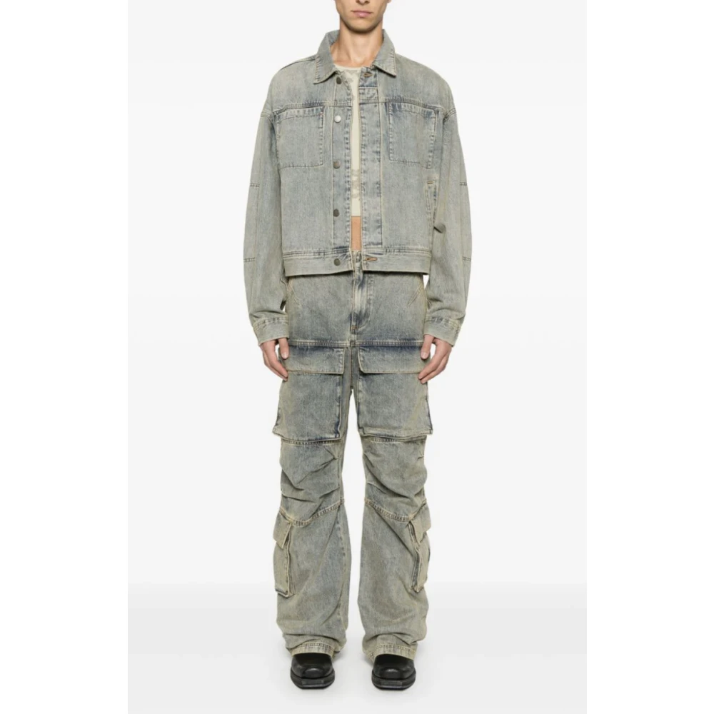 Entire Studios Grijze Denim Jack Surface Wave Blue Heren