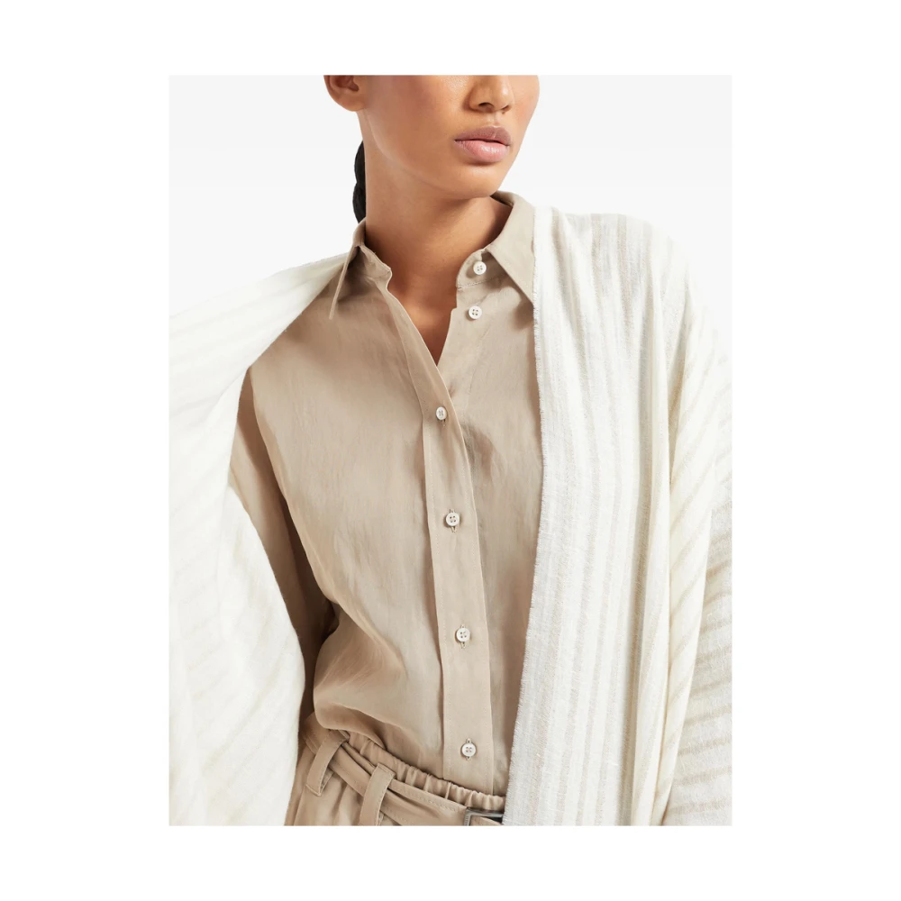 BRUNELLO CUCINELLI Witte Kwastdetail Geknoopte Lange Mouwen White Dames