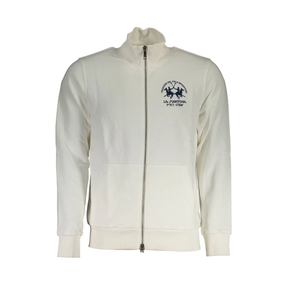 La Martina Men's White Cotton Jumper Zip Front - Zip-Throughs - M- Sweatshirts & Hoodies