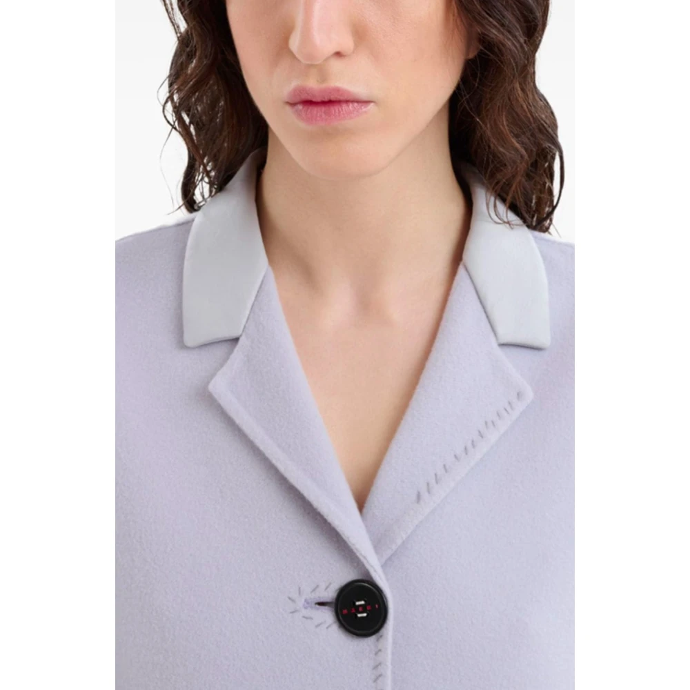 Marni Grijze Wollen Jas met Revers Gray Dames