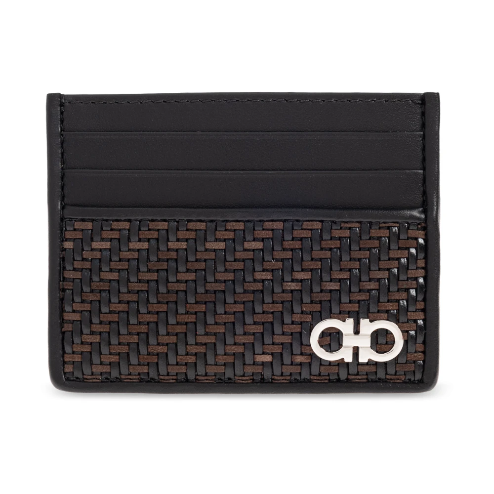 Ferragamo Men's Black Wallets & Cardholders, One Size, Leather Card Holder
