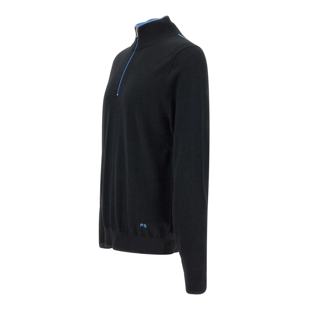 Paul Smith Merino wollen trui met ritssluiting kraag Black Heren