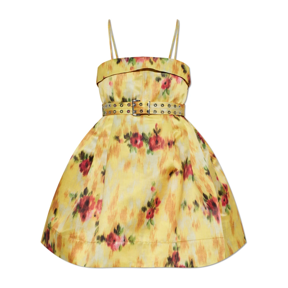 Ganni Femme Jaune - Short Belted Dress - Robes - Taille: 38 Fr