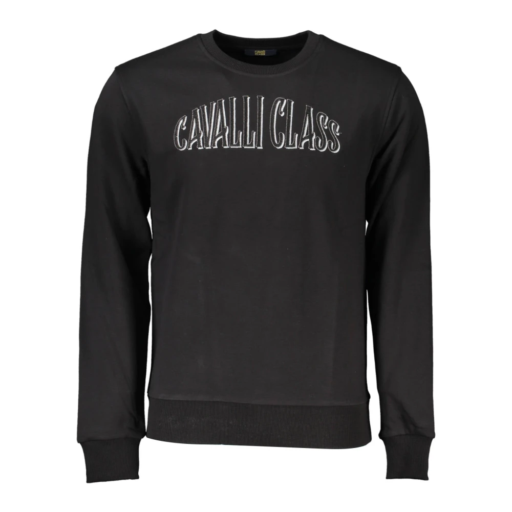 Cavalli Class Men's Black Long Sleeve Sweatshirt With Embroidered Logo