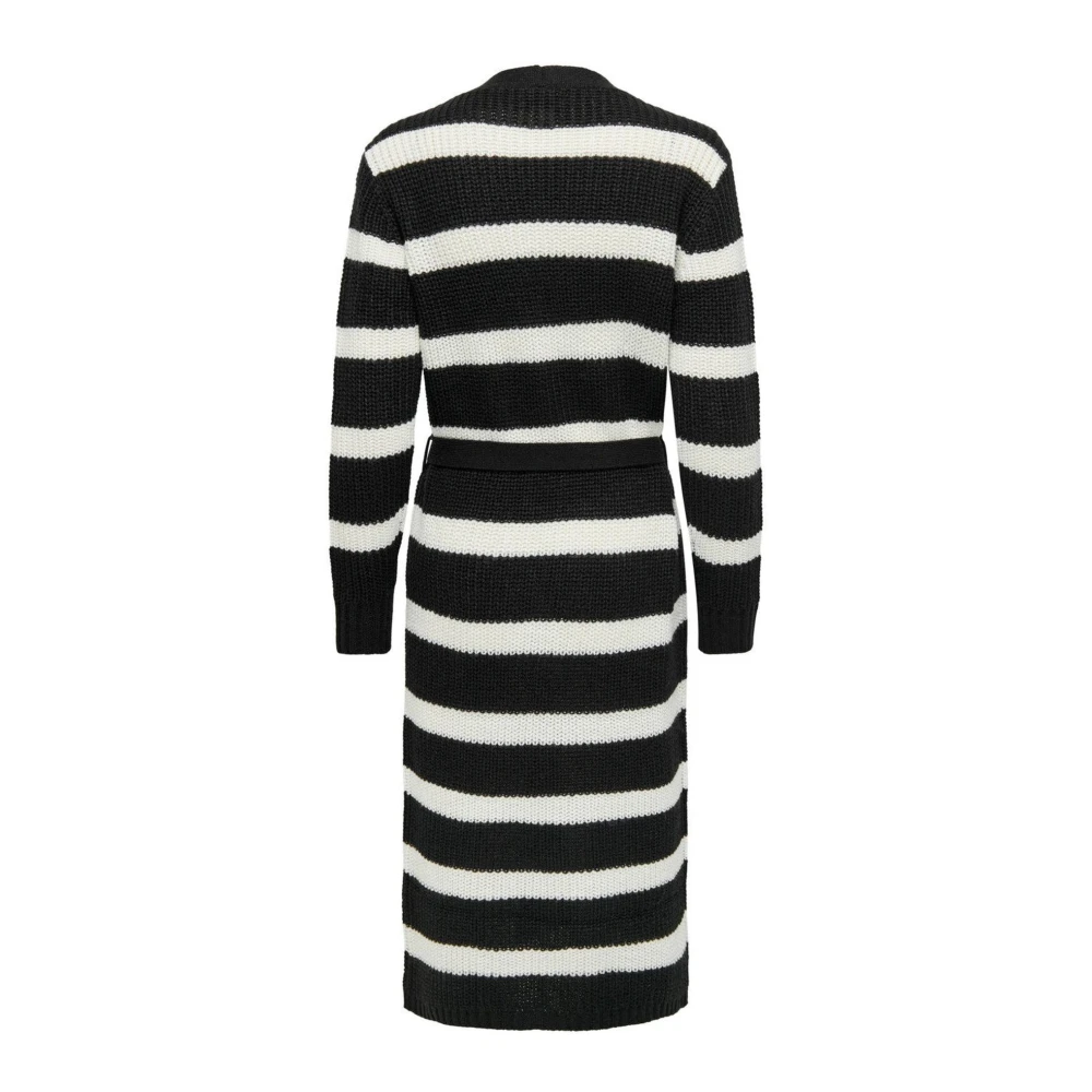 Jacqueline de Yong Gestreepte Lange Mouw Vest Zwart Black Dames