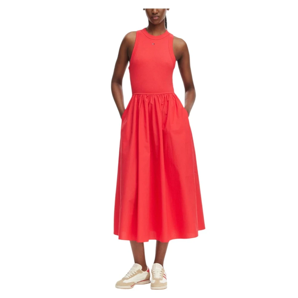 Tommy Hilfiger Women's Red Midi Dresses, L, Maxi Dresses
