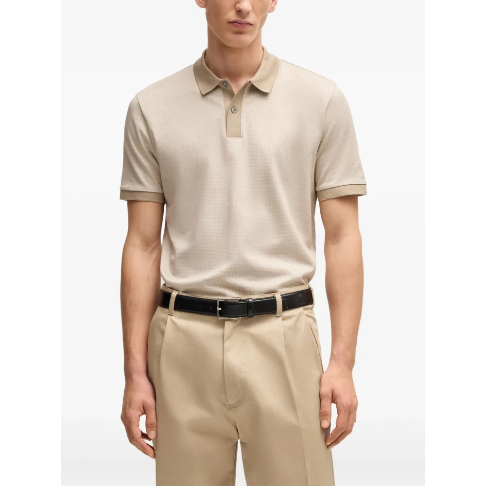 Hugo Boss Katoenen poloshirt met 2 knopen Beige Heren