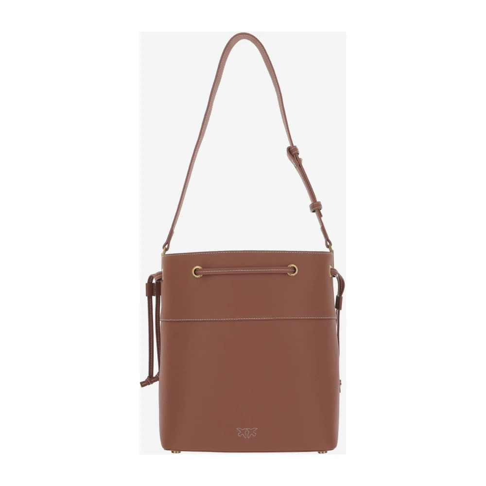pinko Leren schoudertas met Love Birds Brown Dames
