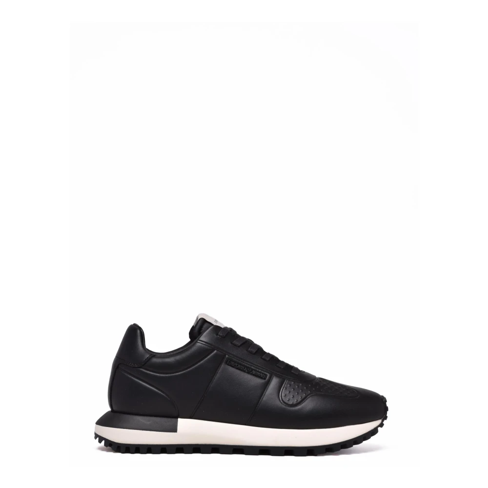Emporio Armani Mannelijk Zwart Schoenen Heren, 41 Eu, Leer, Sneakers