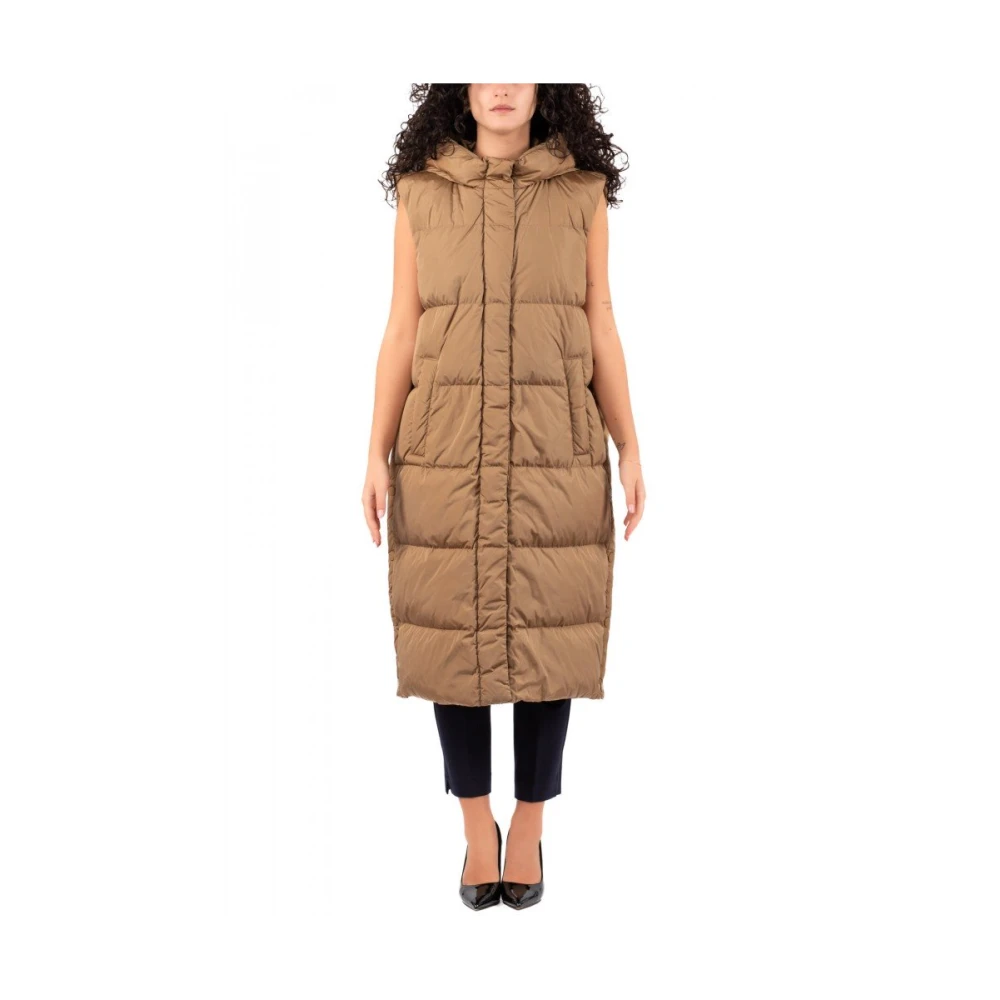 Max Mara Weekend Lange gewatteerde jas met capuchon Brown Dames