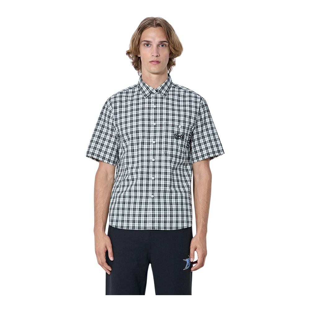 Bott Uomo Grigio - Camicia A Maniche Corte A Quadri - Shirts - Xl