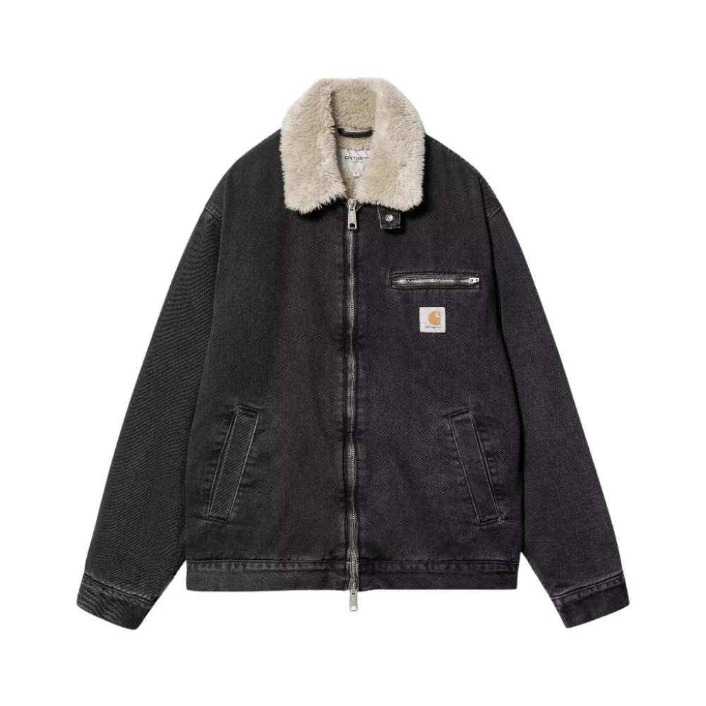 Carhartt WIP Denim jack met imitatiebont voering Black Heren