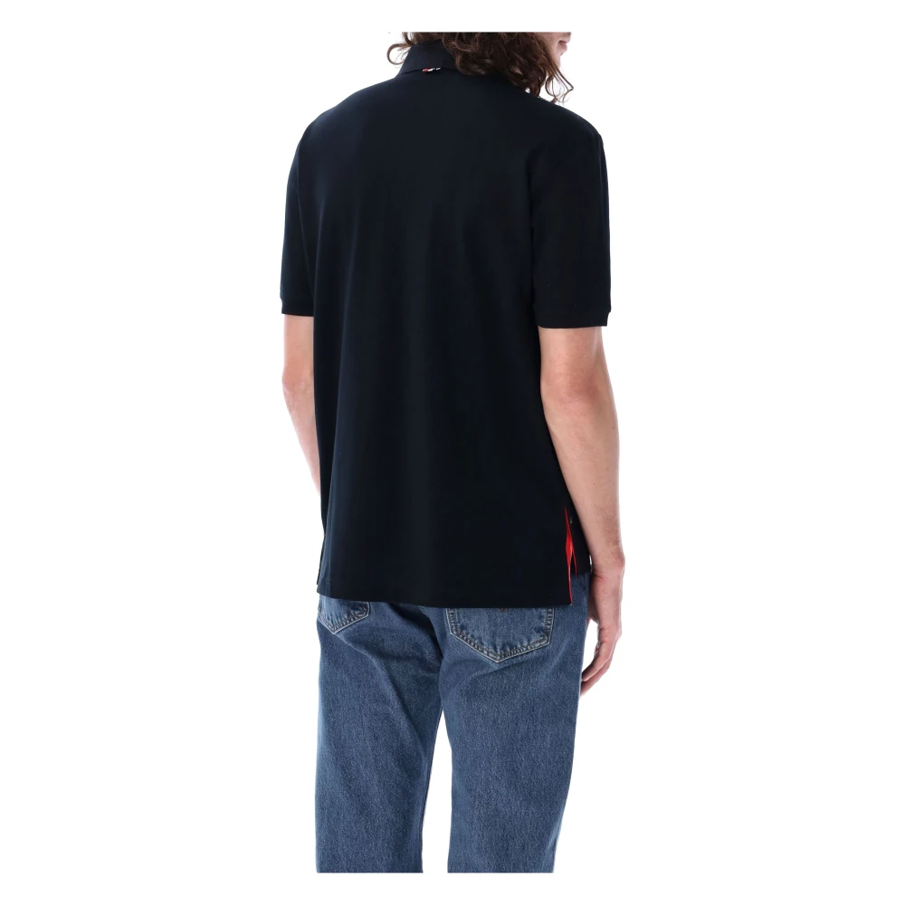 Thom Browne Navy Polo Shirt met Streepdetail Blue Heren