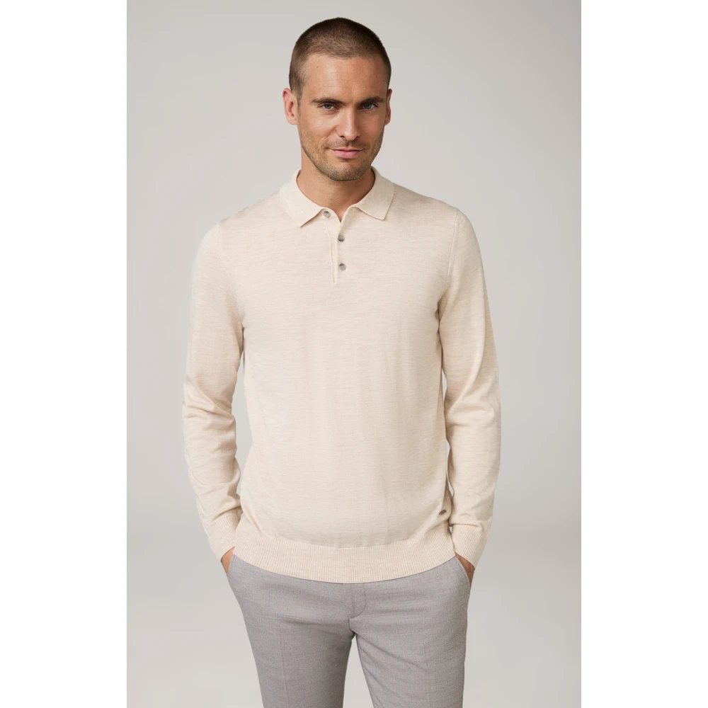 Joop! Lichtbeige wollen trui polostijl Beige Heren