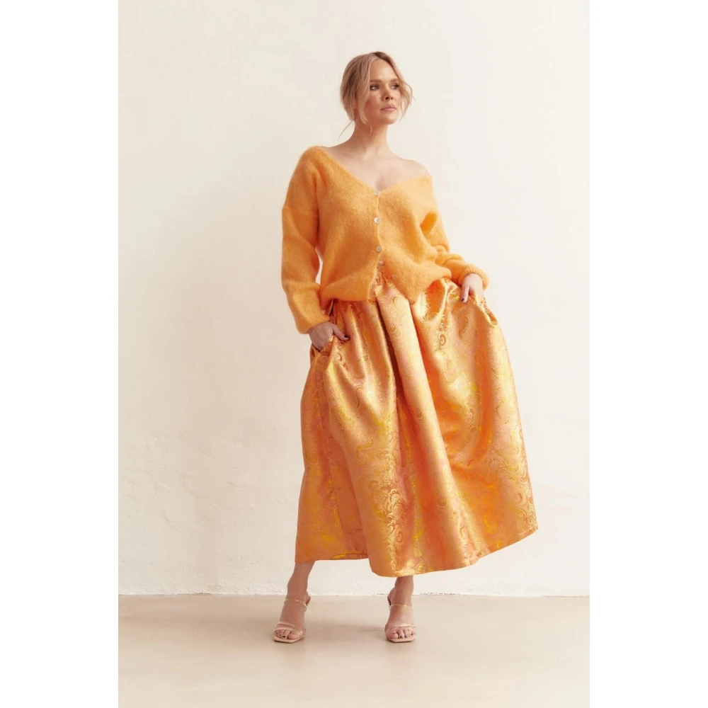 American Dreams Batik-geïnspireerde Mohair Cardigan Orange Dames