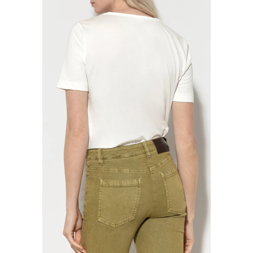 LUISA CERANO Zijden Mix T-shirt met Splitzoom White Dames