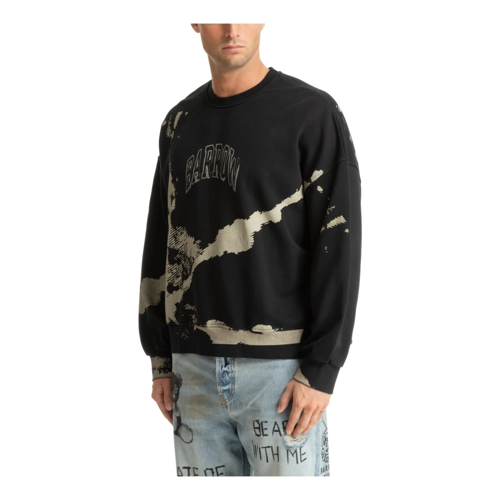Barrow Gestreept Multicolor Logo Sweatshirt Black Heren
