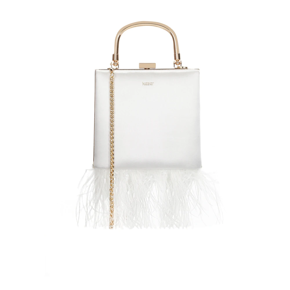 Kazar Witte veren box tas White Dames