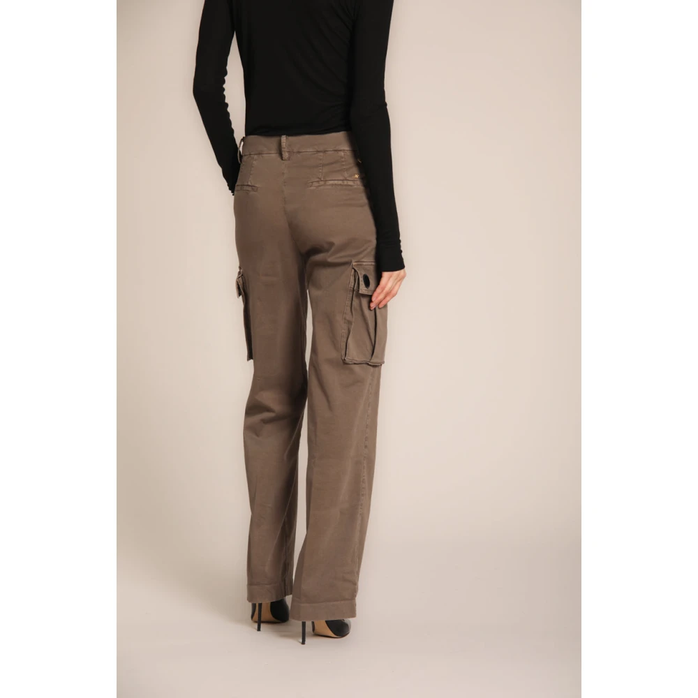 Mason's Cargo broek Victoria in keperstof rechte pasvorm Brown Dames