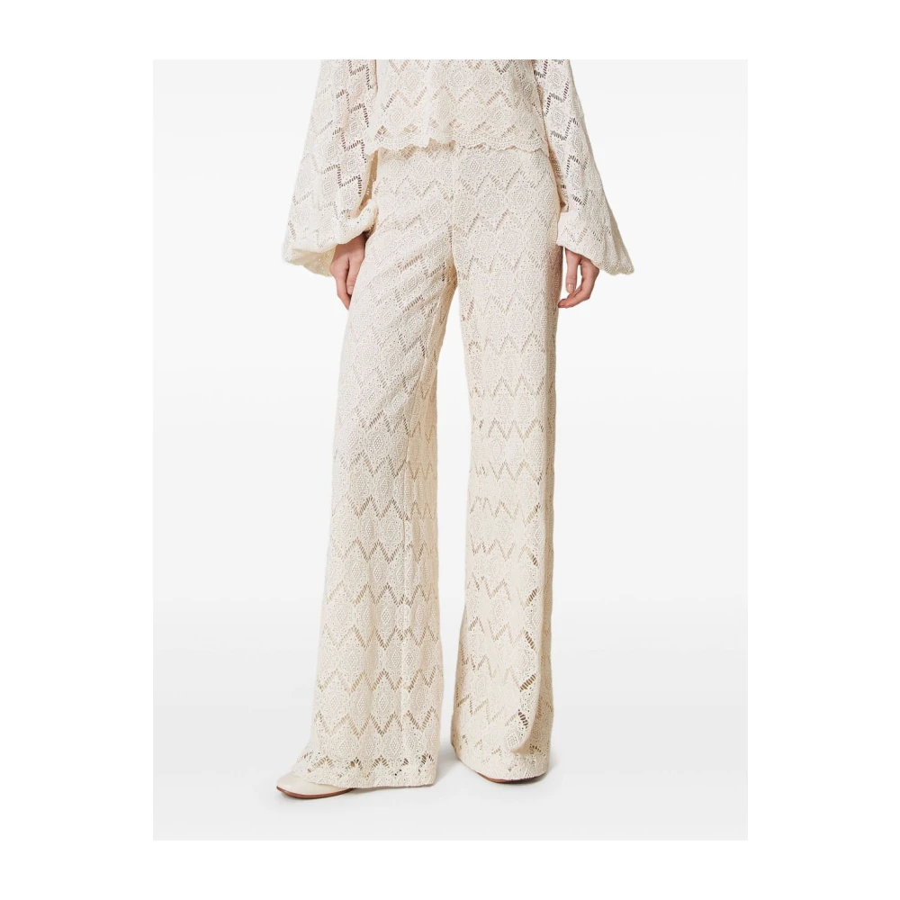 Twinset Beige Wijde Pijp Broek Beige Dames
