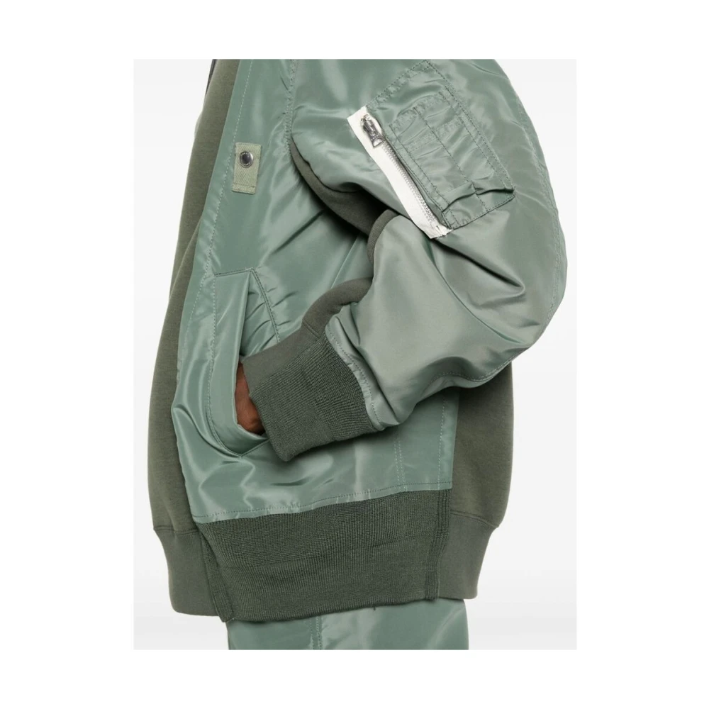 Sacai Groene Hoodie Paneelontwerp Green Heren