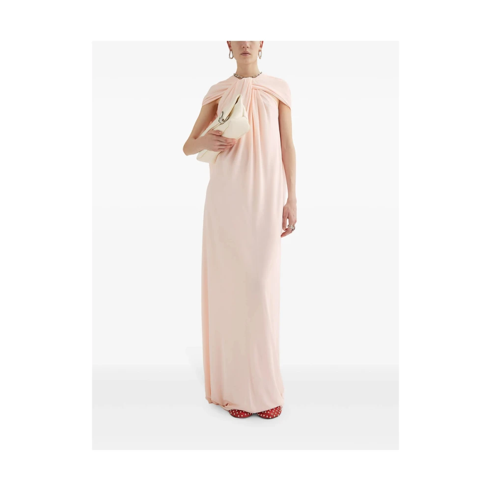 Jil Sander Poederroze Gedrapeerde Jurk Beige Dames