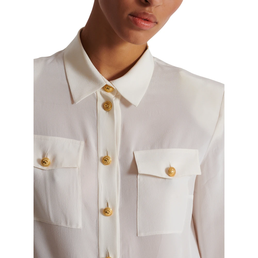 Balmain Crepe de chine overhemd White Dames