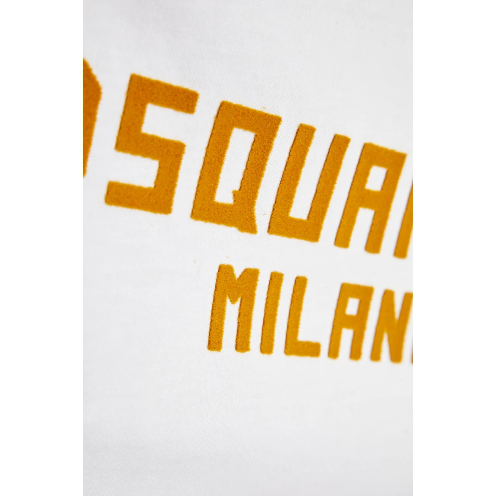 Dsquared2 T-shirt met fluwelen afwerking logo White Dames