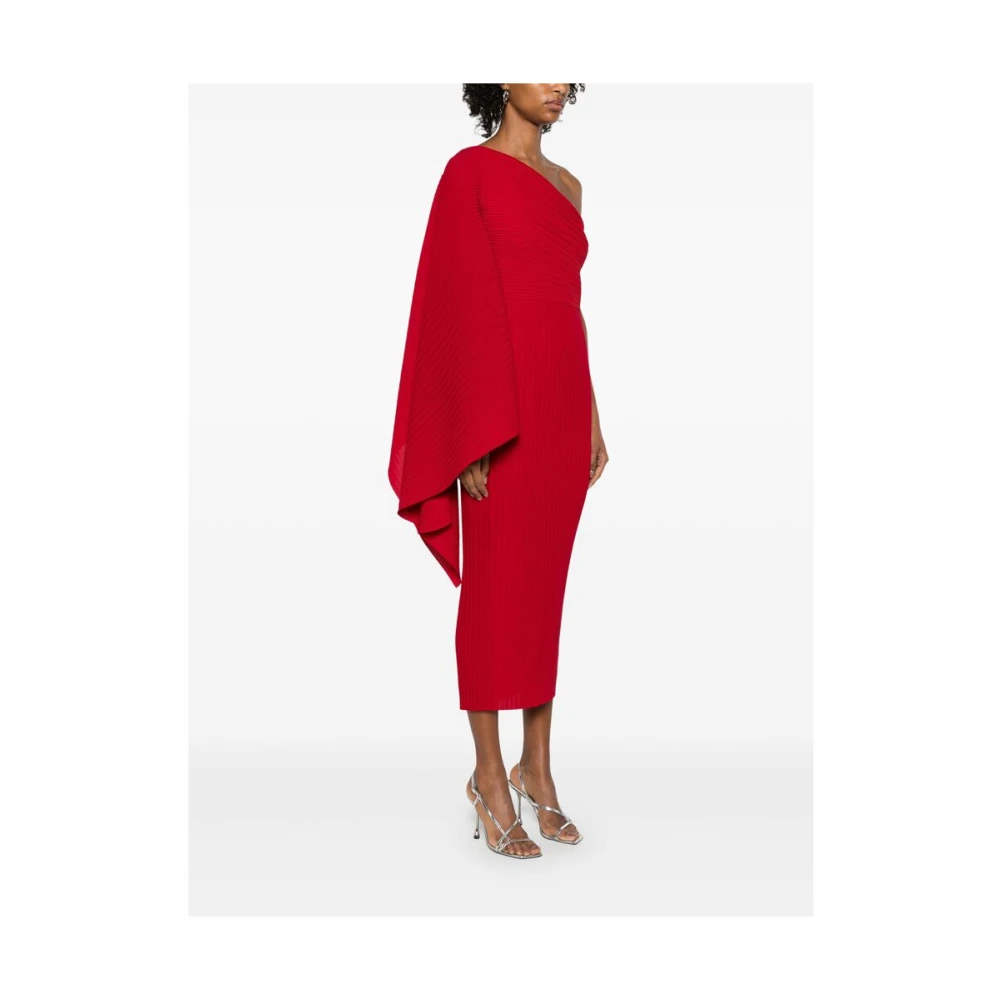 Solace London Robijnrode One-Shoulder Pencil Jurk Red Dames