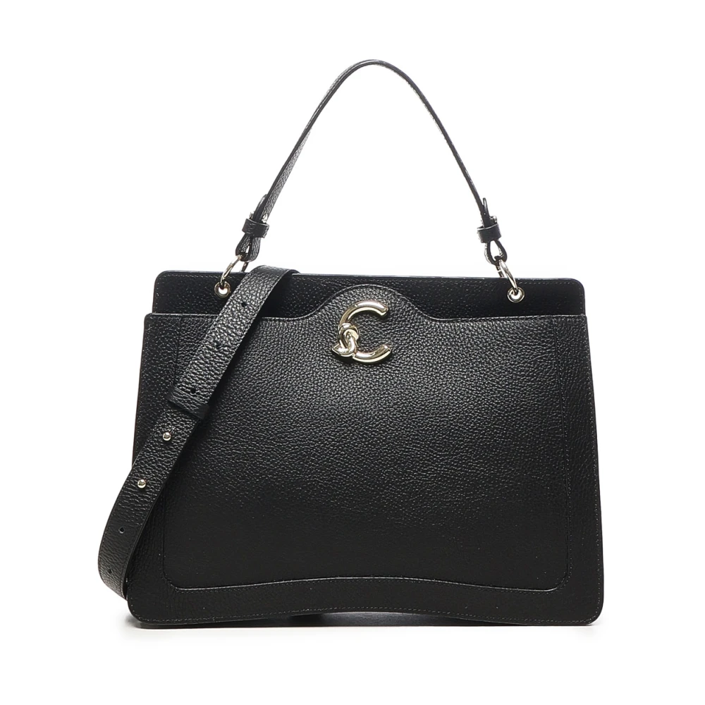 Coccinelle Women's Black Grained Leather Shoulder Bag - Handbags - One Size - Bags