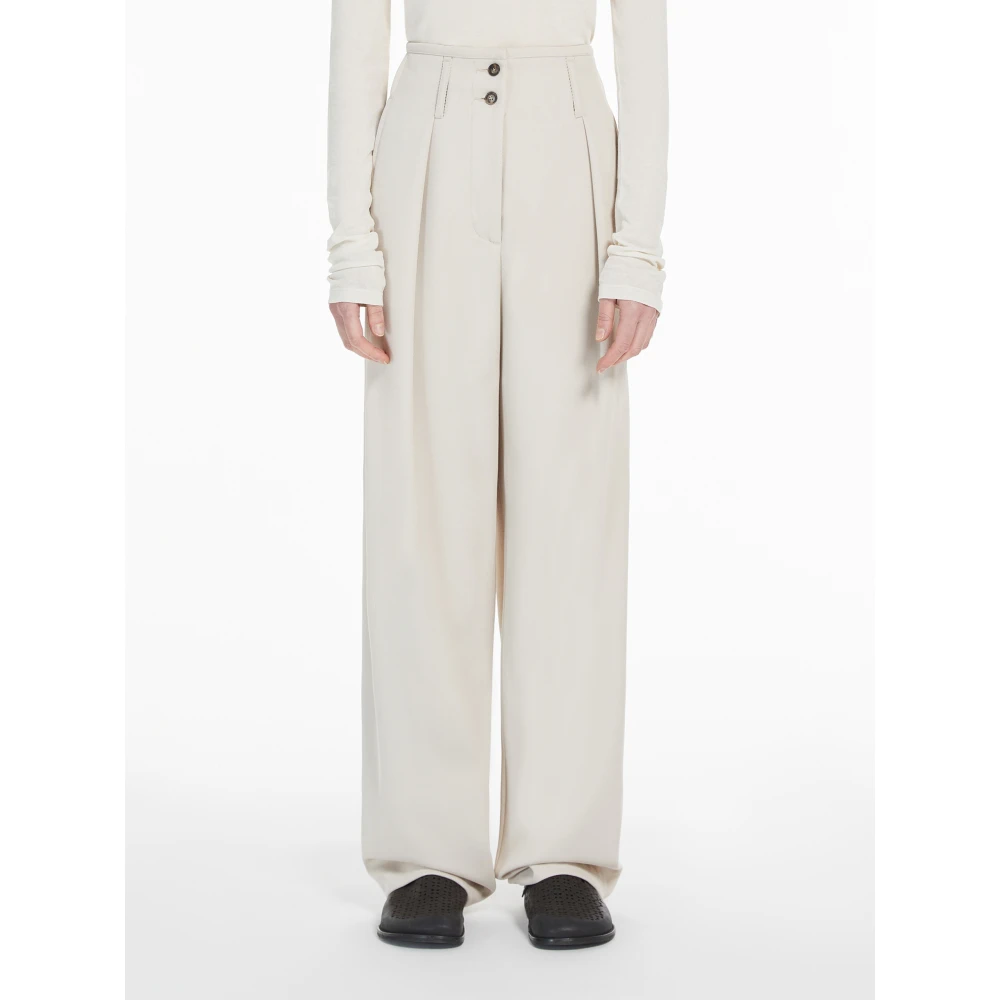 Max Mara Weekend Hoge taille wollen broek beige Dames