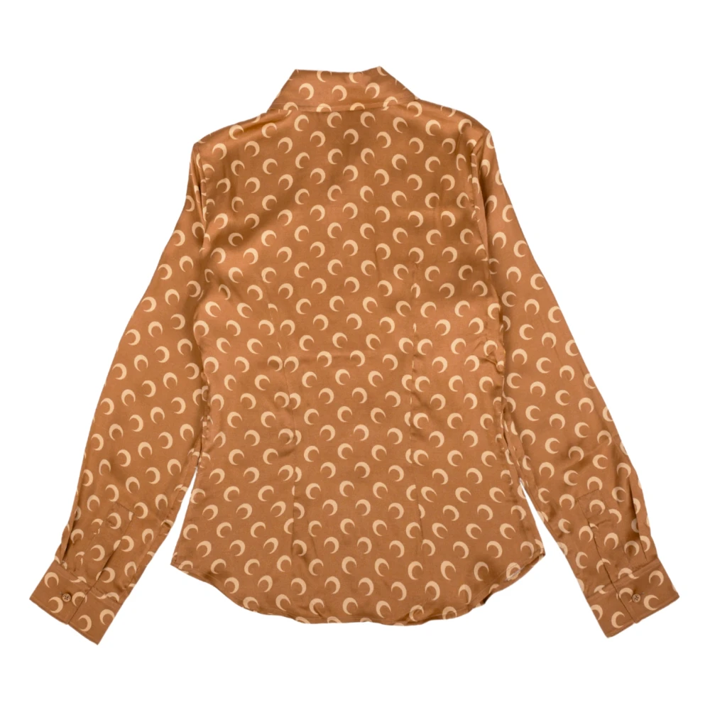 Marine Serre Maan Print Viscose Overhemdblouse Brown Dames