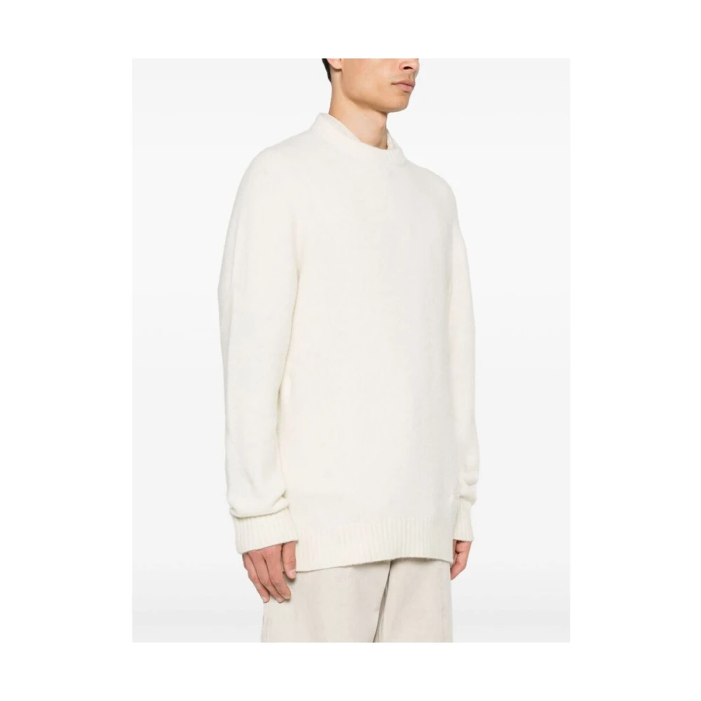 Laneus Alpaca Wol Gebreide Trui White Heren