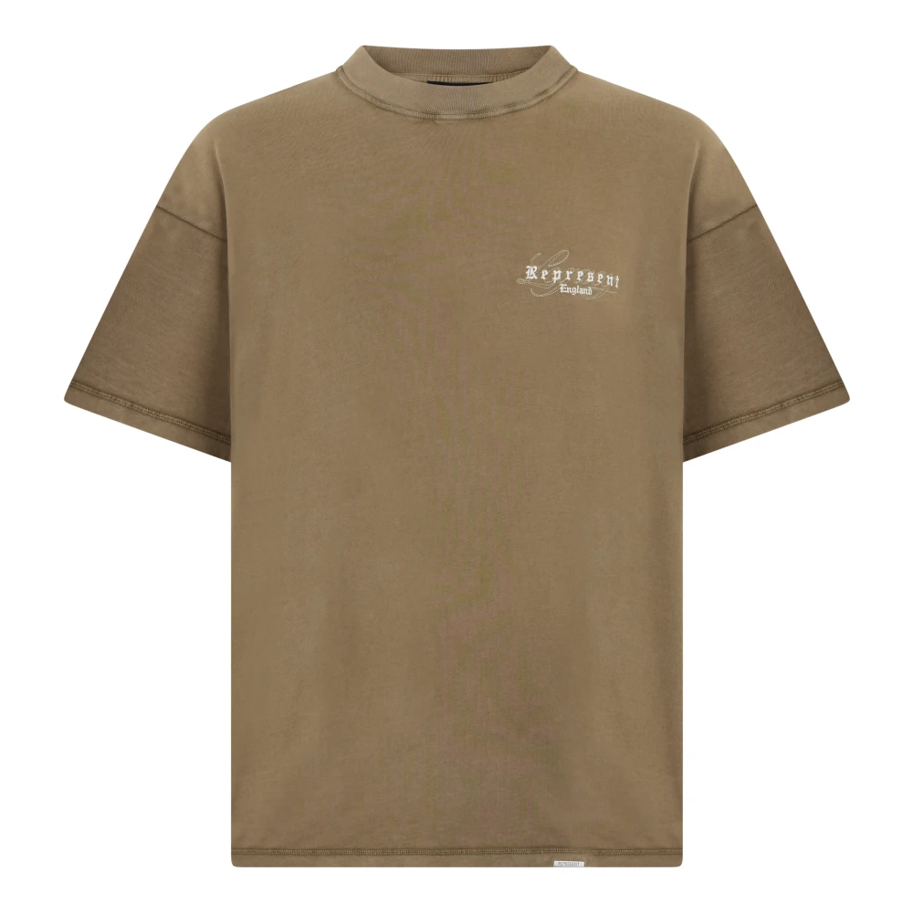Represent Men's Brown T-Shirts, Xl, Cotton T-Shirt With Embroidered Logo