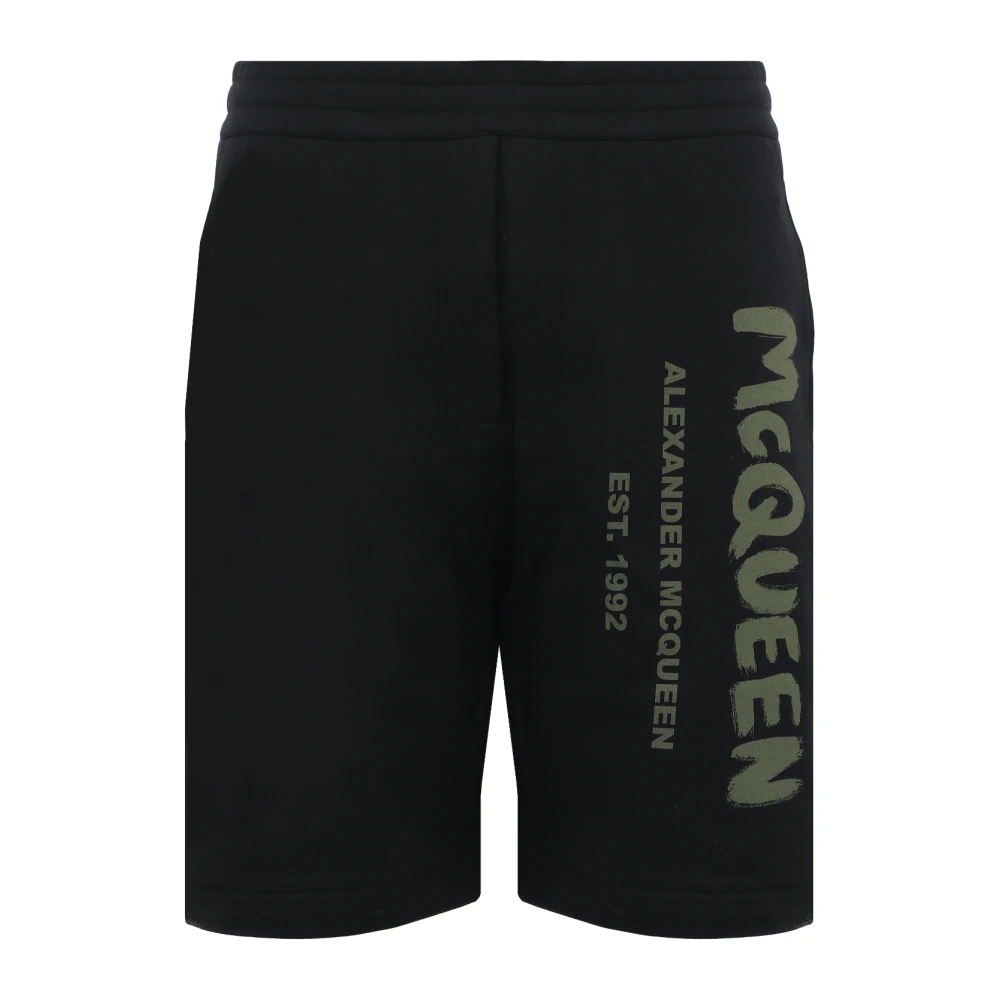 Alexander mcqueen Zwarte Shorts met Logo Print Black Heren
