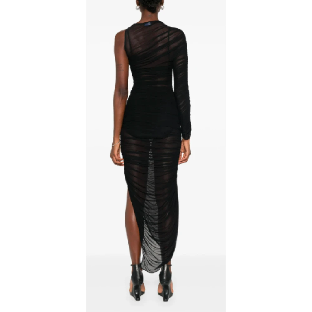 Mugler Zwarte Mesh Robe Jurk Black Dames