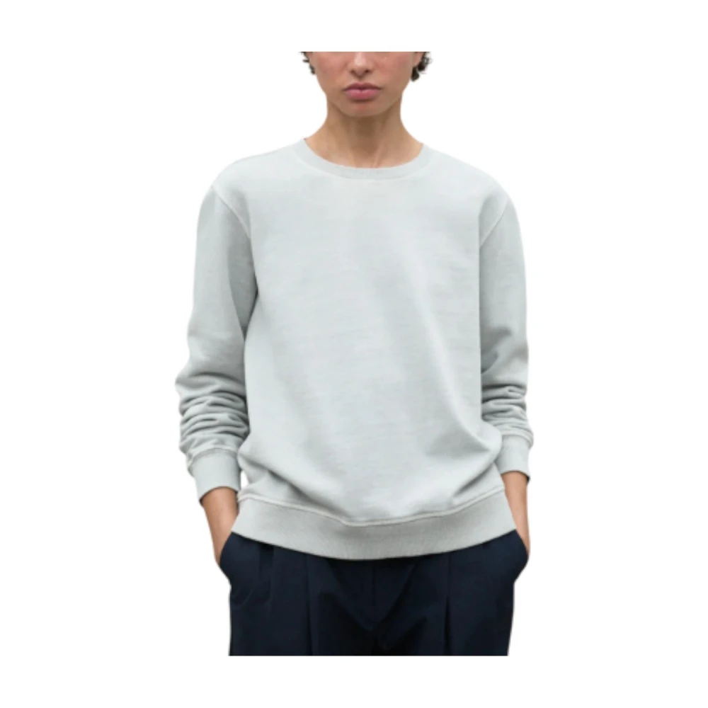 Ecoalf Women's Gray Sweatshirts, S, Cotton Sweatshirt With Ribbed Details