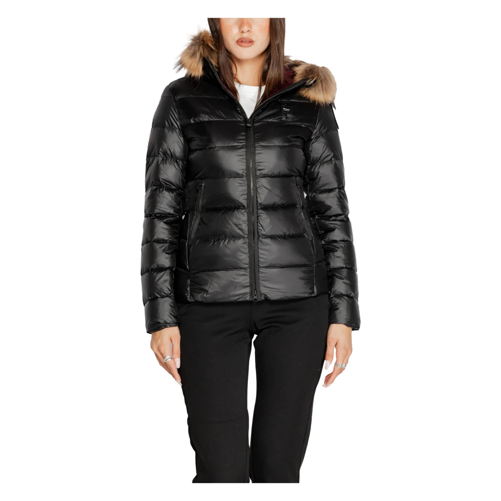 Blauer Damen Schwarz E Kapuzen-Zip-Jacke Herbst/Winter