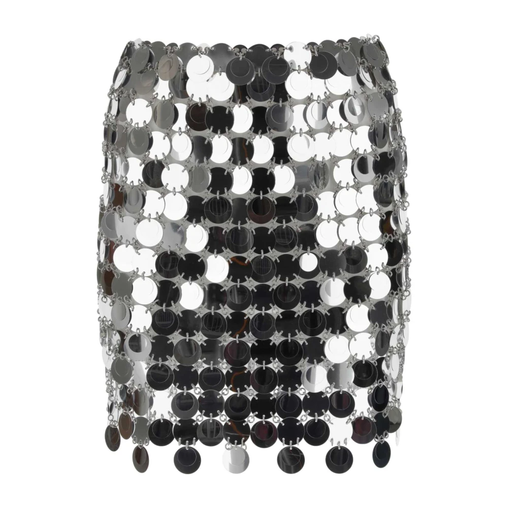 Rabanne Women's Gray Short Skirts, 2XS, Sequin Maxi Mini Skirt