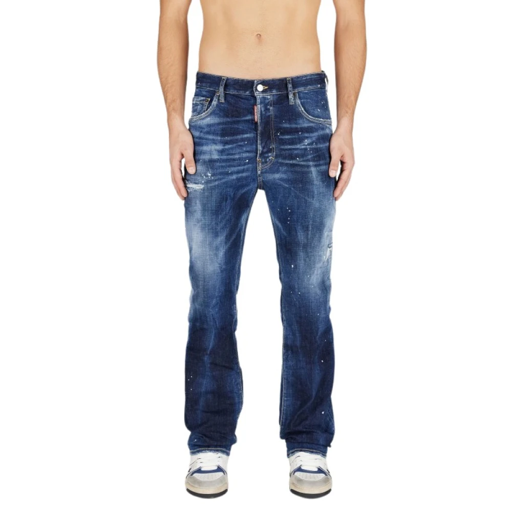 Dsquared2 Blauwe Slim Fit Jeans Met Distressed Look Blue Heren